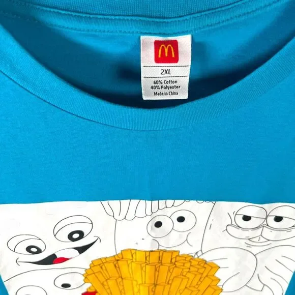 McDonalds French Fries Graphic T-Shirt 2XL Fun Cartoon Design Fast Food Tee - Picture 3 of 6